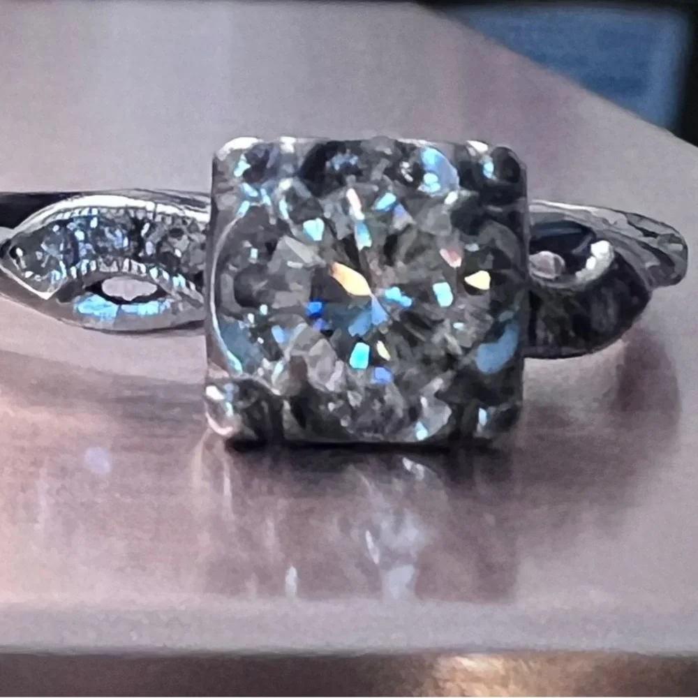 🩶 SOLD! 🩶 Retro Mid Century 14K Gold Diamond Ring - Antique Art Deco - Picture 3 of 13